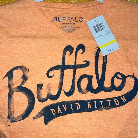 Buffalo David Bitton-Buffalo orange Heather navy print shortsleeved shirt-M NWT - Picture 3 of 3